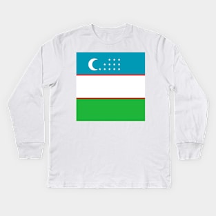 Uzbekistan Flag Kids Long Sleeve T-Shirt